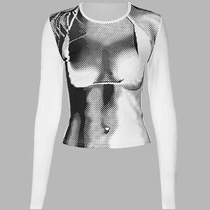 Graphic Black and White Women's Top
